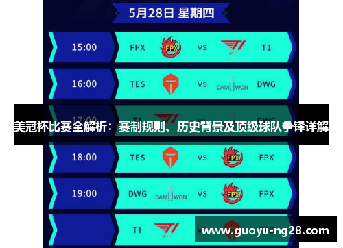 美冠杯比赛全解析：赛制规则、历史背景及顶级球队争锋详解
